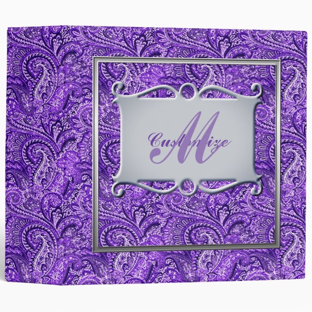 Monogram Classic Purple Paisley Binder (Front/Spine)