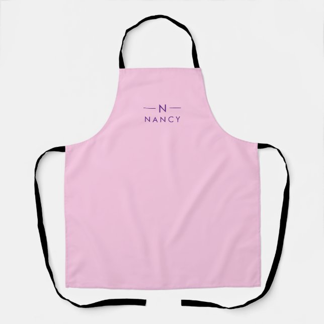 Monogram Classic Rose Modern Minimalist Elegant Apron (Front)