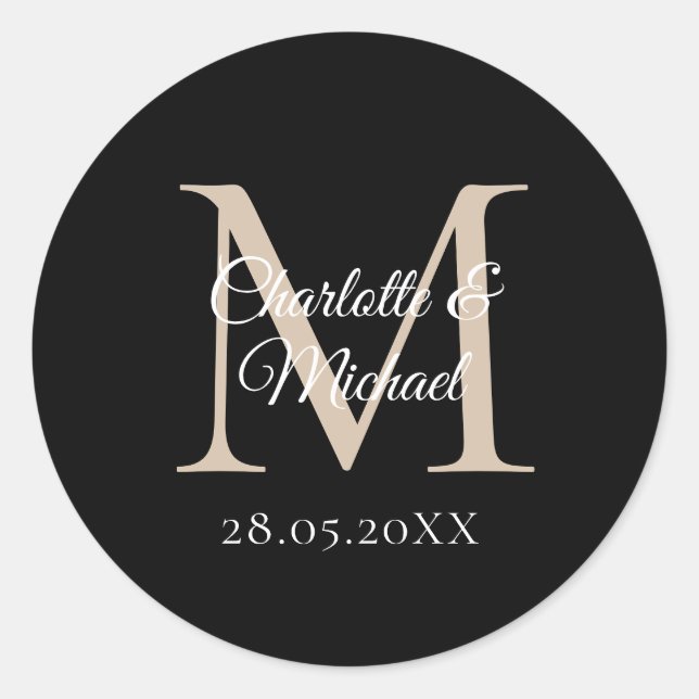 Monogram   classic round sticker (Front)