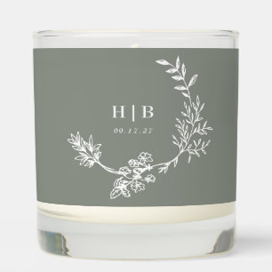 Monogram Classic Sage Green Wedding Custom Scented Candle