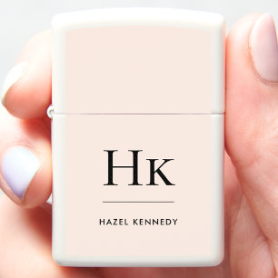 Monogram Classic Simple Elegant Blush Monogrammed Zippo Lighter