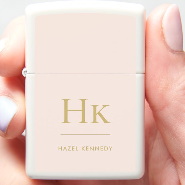 Monogram Classic Simple Elegant Blush Pink Gold Zippo Lighter (Creator Uploaded)