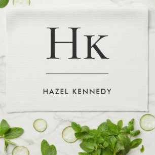 Monogram Classic Simple Elegant Ivory White Kitchen Towel