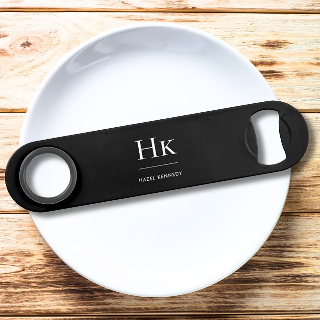 Monogram Classic Simple Modern Black Monogrammed Bar Key (Creator Uploaded)