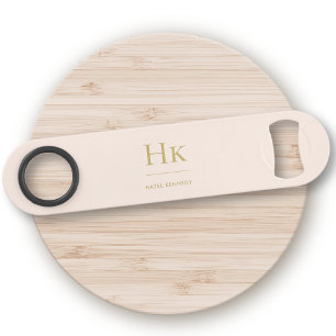 Monogram Classic Simple Modern Blush Gold Bar Key