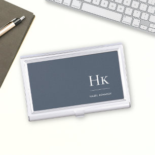 Monogram Classic Simple Modern Initials Navy Blue Business Card Case
