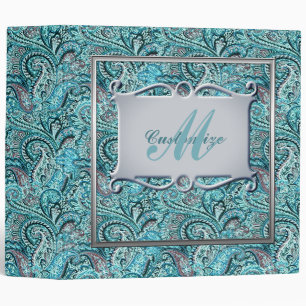 Monogram Classic Teal Paisley Binder