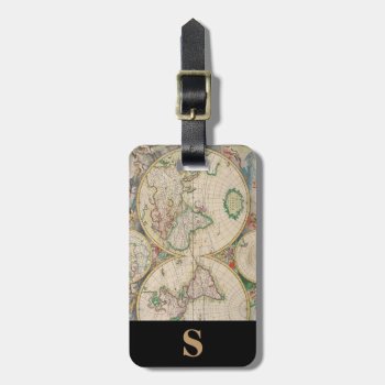 Monogram Classic Travel Vintage World Map Luggage Tag by ImageRecollections at Zazzle