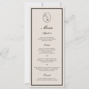 Monogram Classic Wedding Classic Long Menu Card
