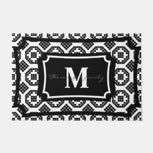Monogram classy stylish black and white stylish    doormat
