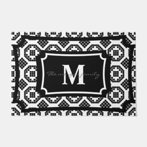 Monogram classy stylish black and white stylish    doormat