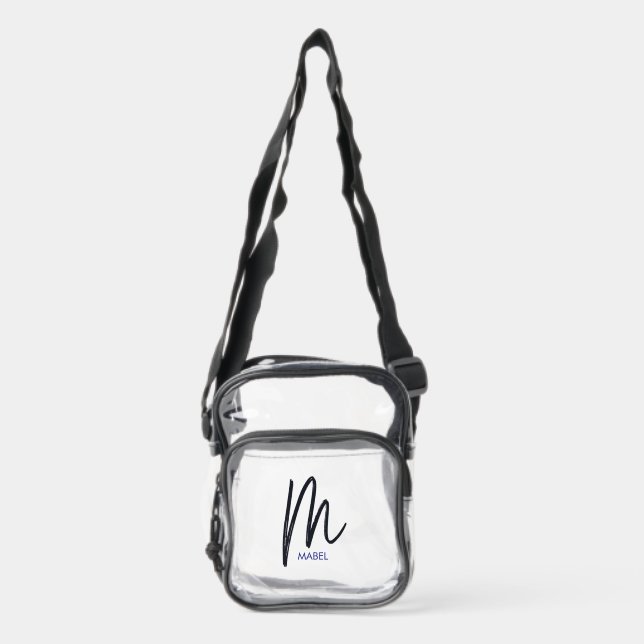Monogram Clear Stadium Bag | Initial M & MABEL (Front)