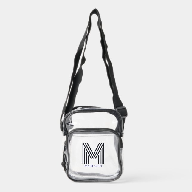Monogram Clear Stadium Bag | Initial M & MADDISON (Front)