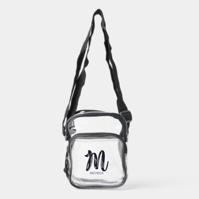Monogram Clear Stadium Bag | Initial M & MICHELLE (Front)
