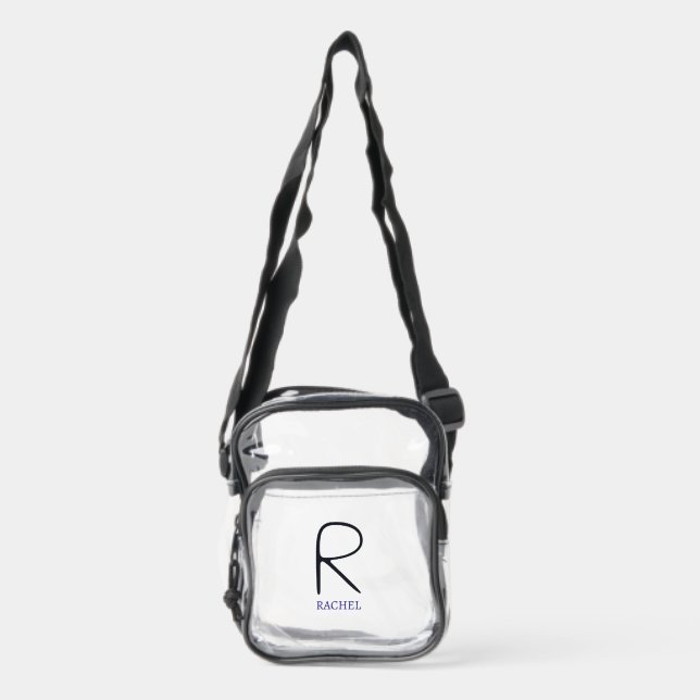 Monogram Clear Stadium Bag | Initial R & RACHEL (Front)