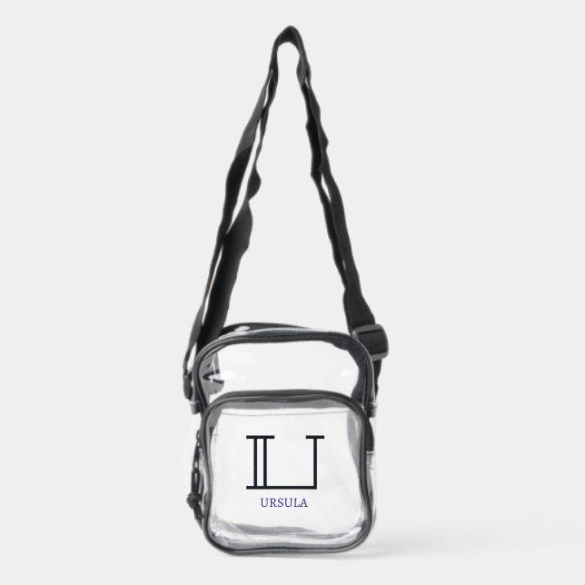 Monogram Clear Stadium Bag | Initial U & URSULA (Front)