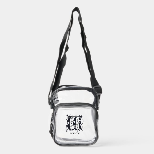 Monogram Clear Stadium Bag | Initial W & WILLOW (Front)