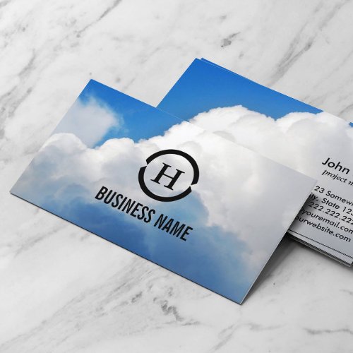 Monogram Clouds  Blue Sky Photography Business Card