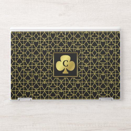 Monogram Club Black Gold Card Suits Poker Player HP Laptop Skin