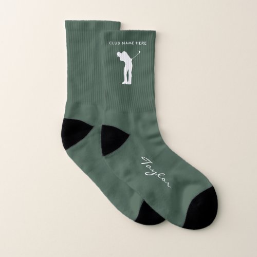 Monogram Club Name Sage Green Personalized Socks