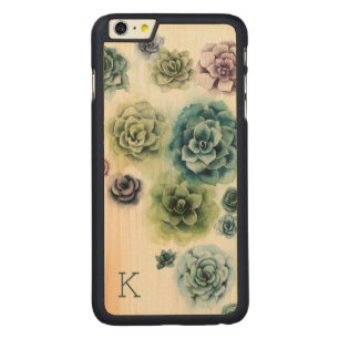 Monogram Cluster of Succulents Carved Maple iPhone 6 Plus Case