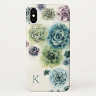 Monogram Cluster of Succulents iPhone X Case