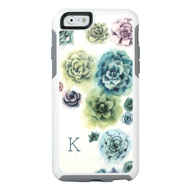Monogram | Cluster of Succulents Otterbox iPhone Case (Back)