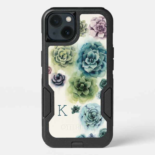 Monogram | Cluster of Succulents Otterbox iPhone Case (Back)
