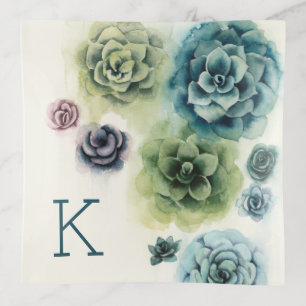 Monogram Cluster of Succulents Trinket Tray