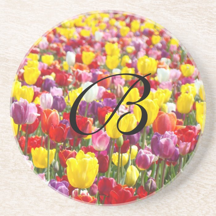 Monogram Coasters Personalized gifts Tulip Flowers