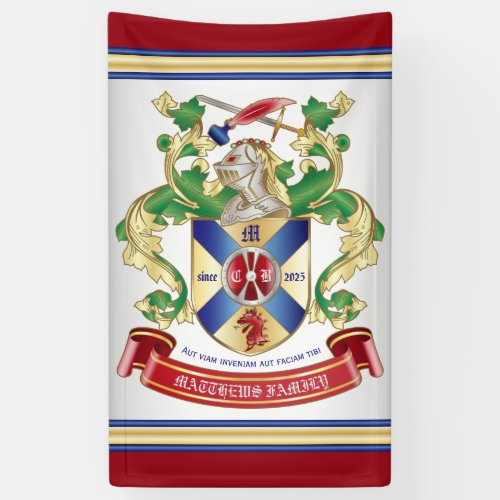 Monogram Coat of Arms Silver Knight Shield Dragon Banner