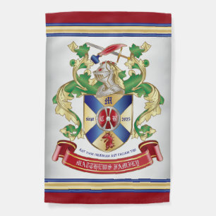 Monogram Coat of Arms Silver Knight Shield Dragon Garden Flag