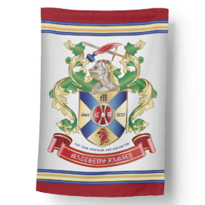 Monogram Coat of Arms Silver Knight Shield Dragon House Flag