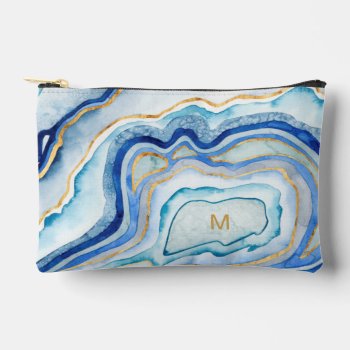 Monogram | Cobalt Agate Ii Accessory Pouch by worldartgroup at Zazzle