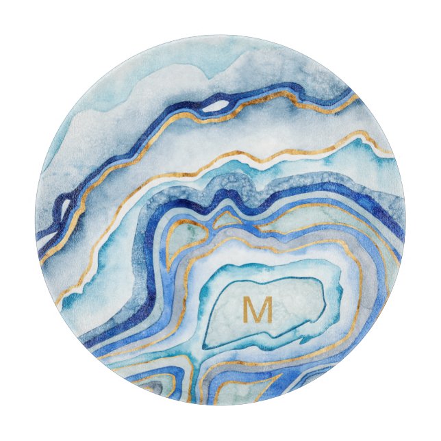 Monogram | Cobalt Agate II Cutting Board (Front)