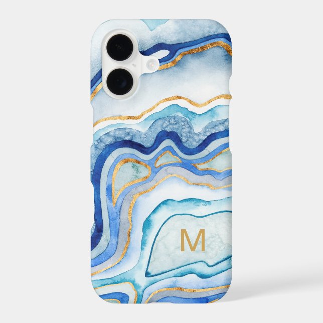 Monogram | Cobalt Agate II Iphone Case (Back)
