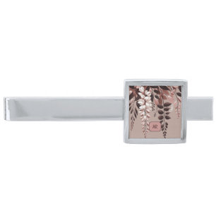 Monogram Cocoa Rose Wisteria Harmony Silver Finish Tie Bar