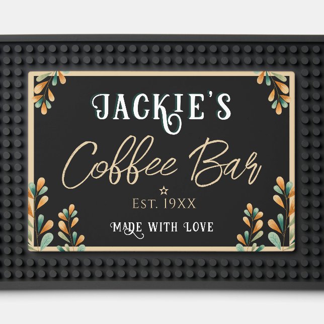 Monogram Coffee Bar Floral Mat (Front (Close Up))