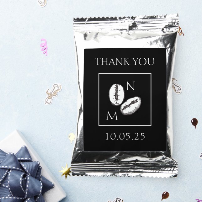 Monogram Coffee Bean Rustic Black Weddings Drink Mix (Packets)