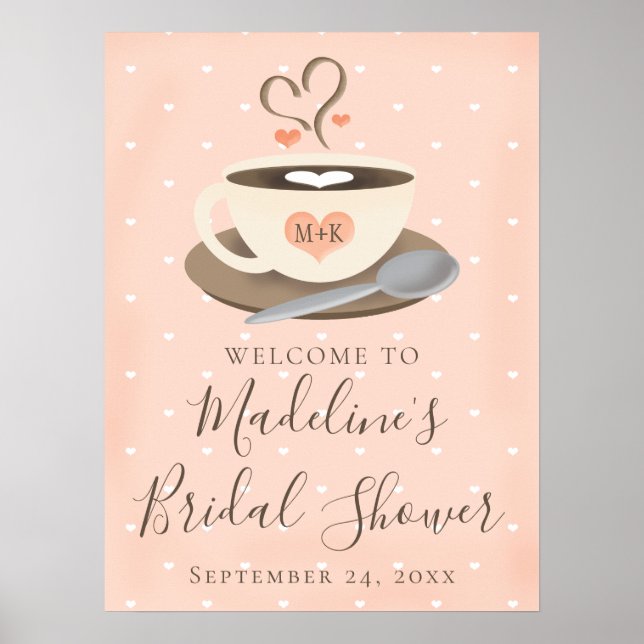 Monogram Coffee Cup Bridal Shower Welcome Sign (Front)