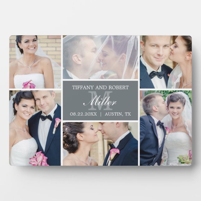 Monogram Collage Editable Color Custom Photo Frame (Front)