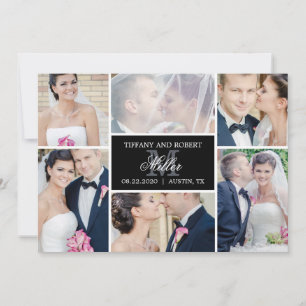 Monogram Collage Editable Color Just Married Card