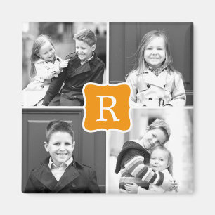 Monogram Collage Personalized Photo Magnet - Orang