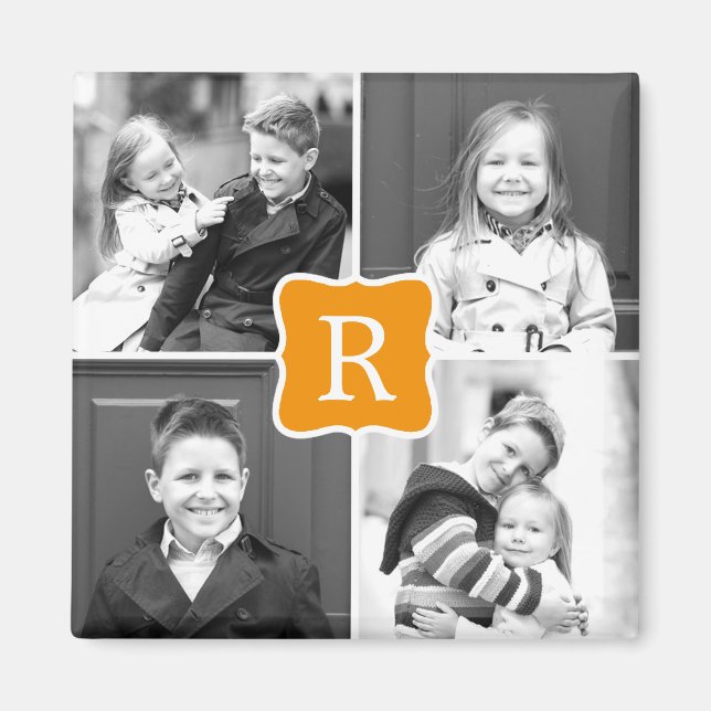 Monogram Collage Personalized Photo Magnet - Orang (Front)