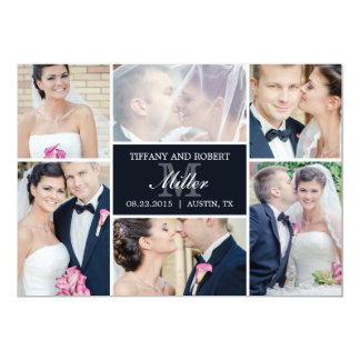 Monogram Collage Wedding Announcement - Black