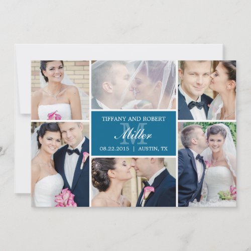 Monogram Collage Wedding Announcement _ Blue