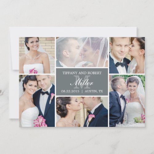 Monogram Collage Wedding Announcement - Gray Personalized Announcements