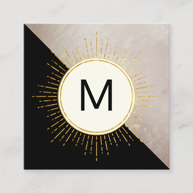 Monogram Color Block Illuminated Elements Square Business Card (Front)