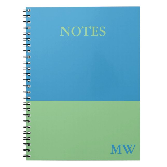 Monogram Color Block Notebook Sky Blue & Green (Front)