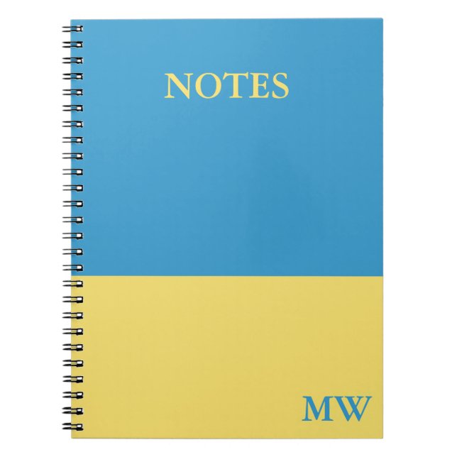 Monogram Color Block Notebook Sky Blue & Yellow (Front)